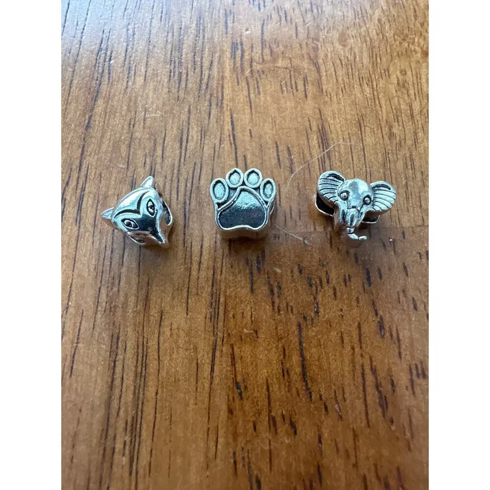 Silver-Tone Animal Themed Bead Charms – Set of 3 (European Bracelet Style